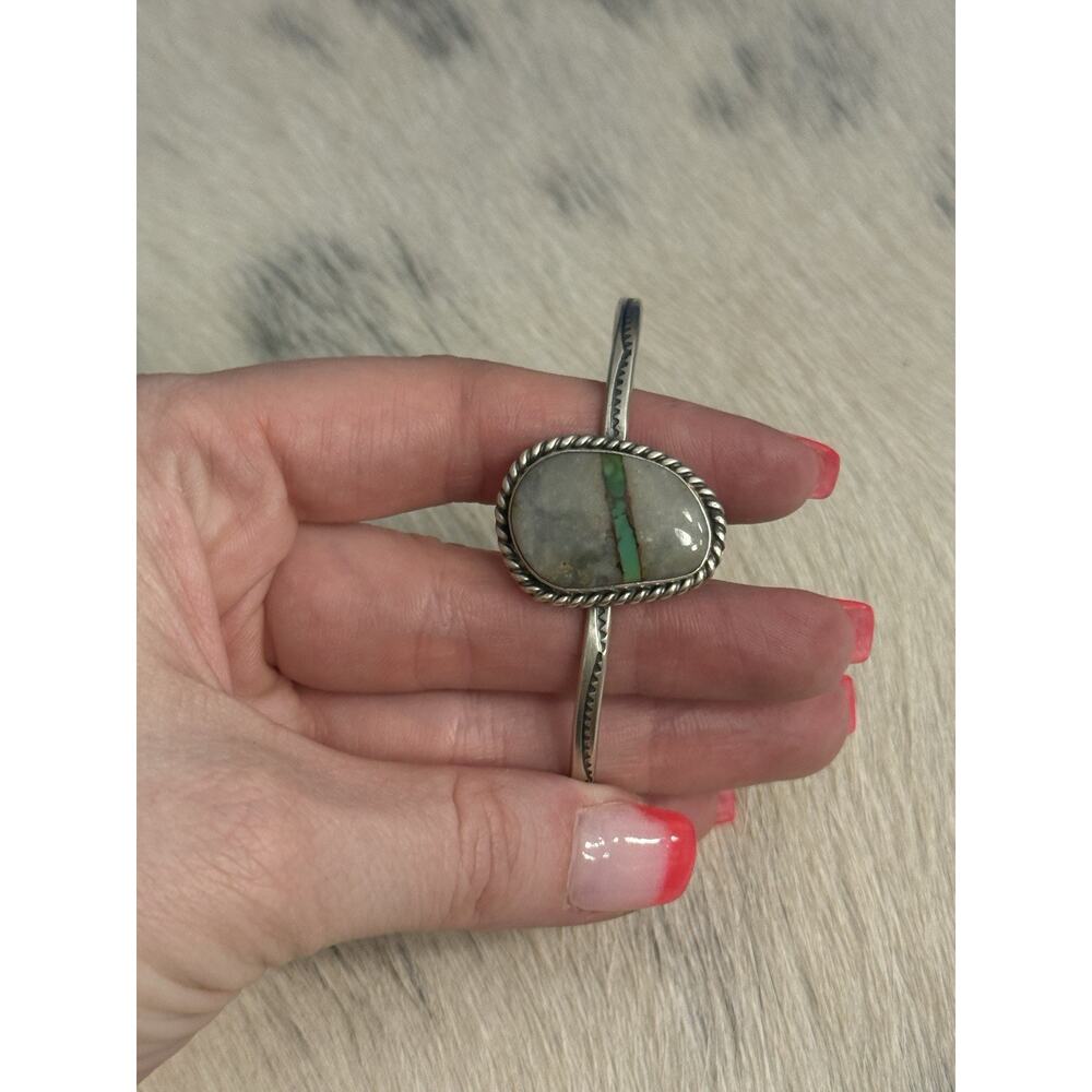 Sterling Silver Royston Ribbon Turquoise Native Donovan Skeet Cuff Bracelet 925 - Picture 10 of 15
